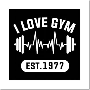 Funny Workout Gifts Heart Rate Design I Love Gym EST 1977 Posters and Art